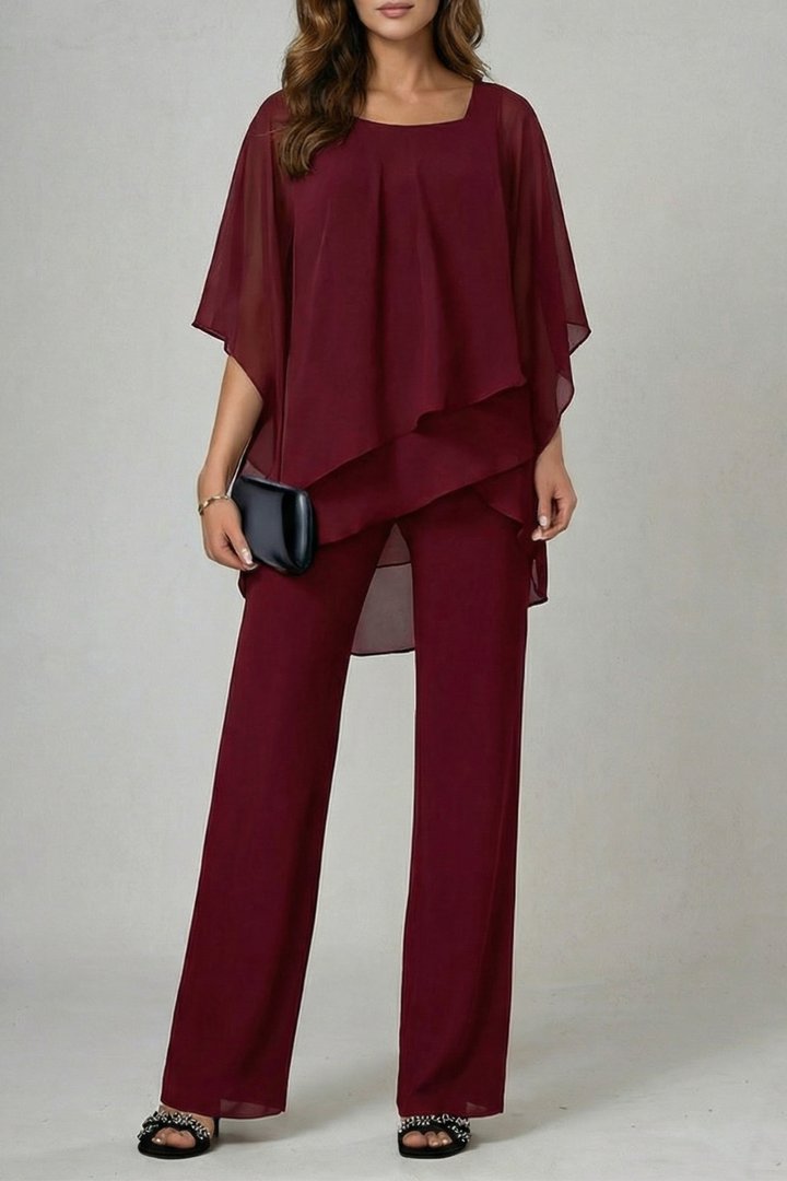 Mhairi asymmetric chiffon top wide leg co ord set – image 7