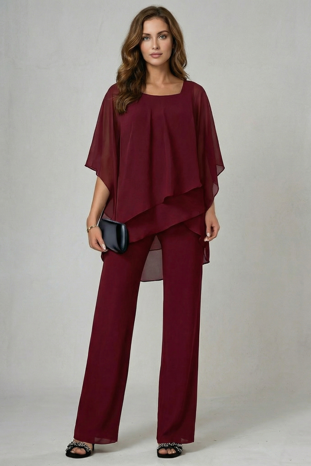 Mhairi asymmetric chiffon top wide leg co ord set – image 8