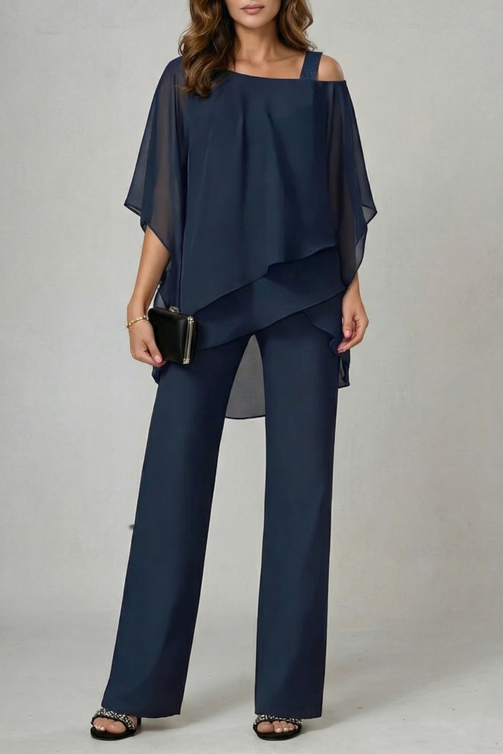 Mhairi asymmetric chiffon top wide leg co ord set – image 11