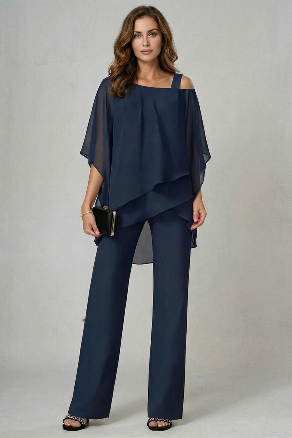 Mhairi asymmetric chiffon top wide leg co ord set – image 12