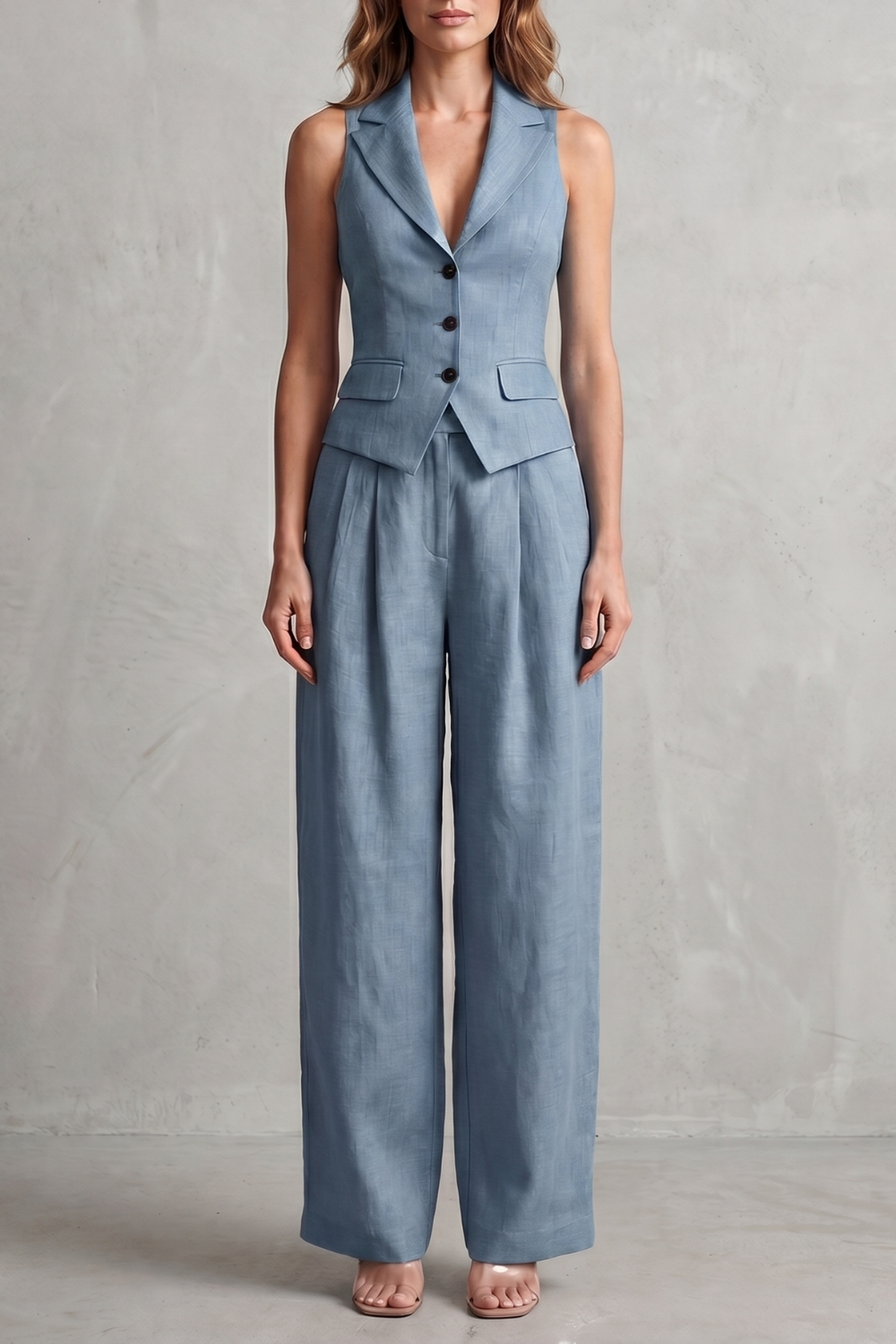 Rebecca button front waistcoat and wide leg trousers set – image 5