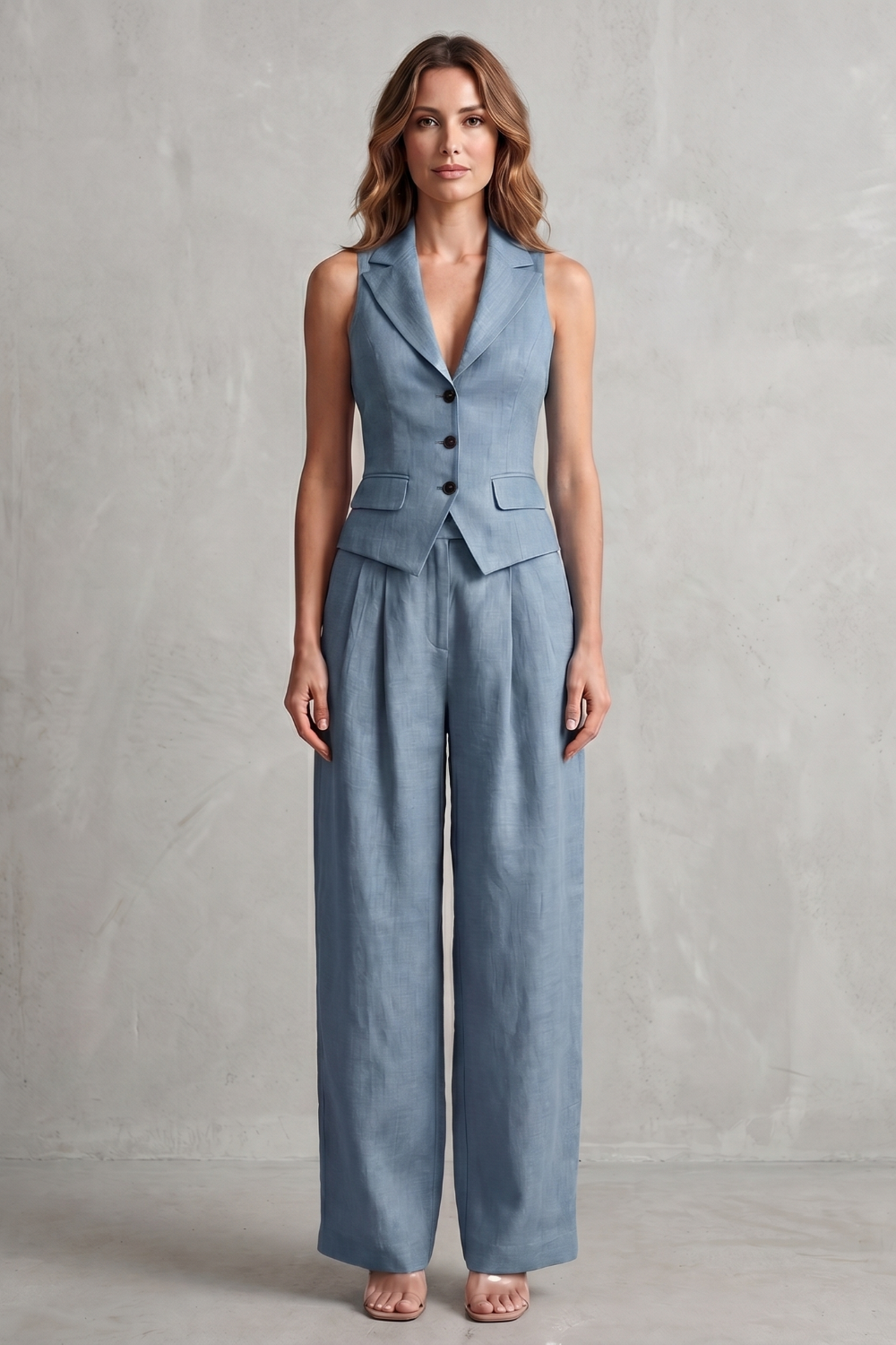 Rebecca button front waistcoat and wide leg trousers set – image 6