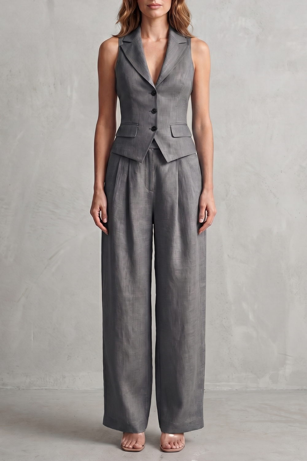 Rebecca button front waistcoat and wide leg trousers set – image 7