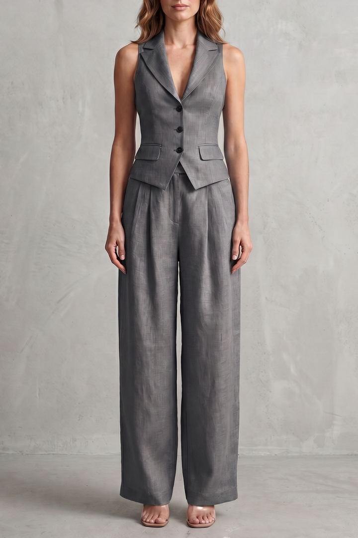 Rebecca button front waistcoat and wide leg trousers set – image 7