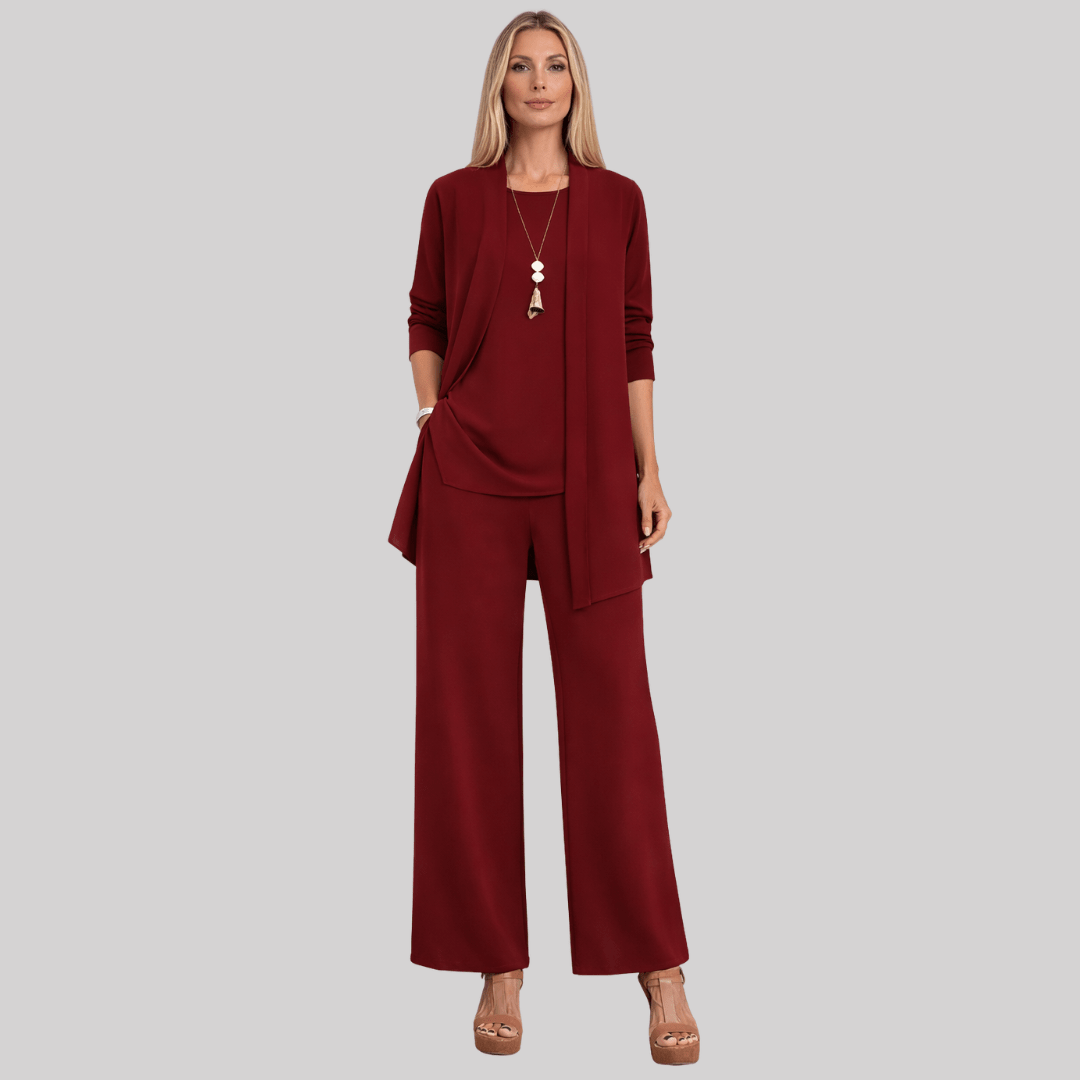 Demelza three piece cardigan and wide leg trouser set – image 3