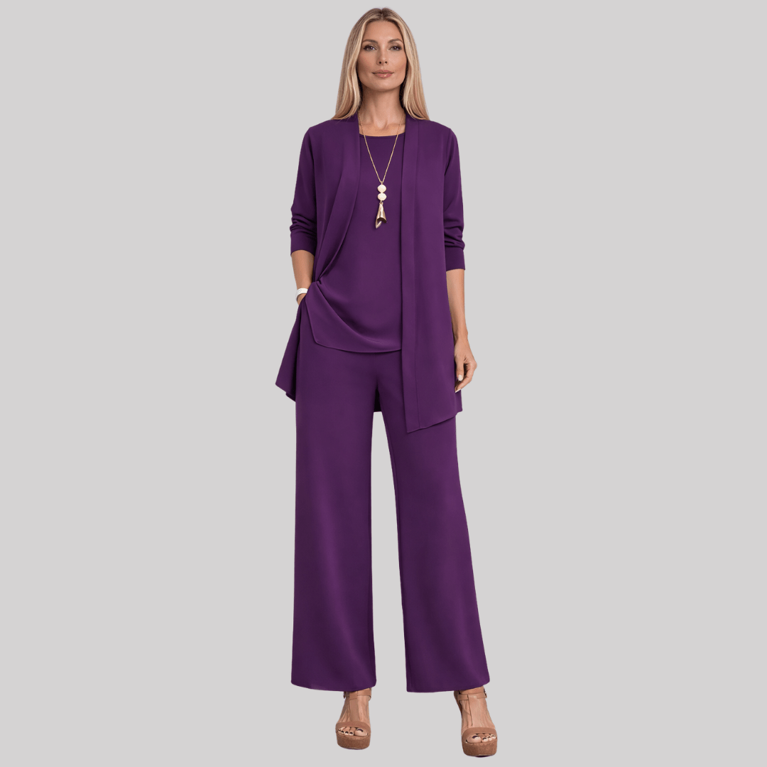 Demelza three piece cardigan and wide leg trouser set – image 7