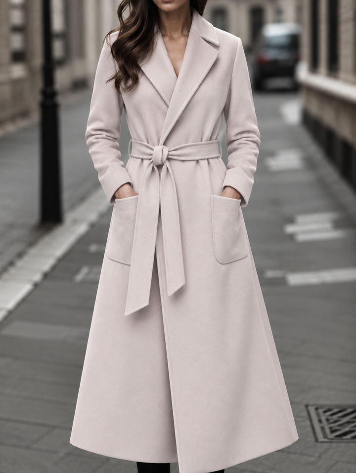 Sabine long belted wool coat with patch pockets – image 5