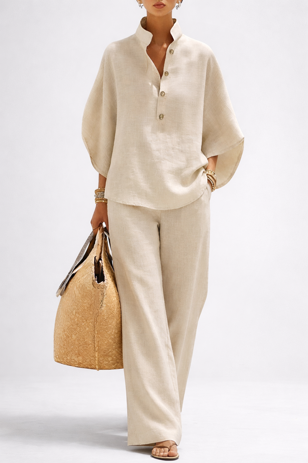 Isabel relaxed two piece set with wide leg trousers – image 8