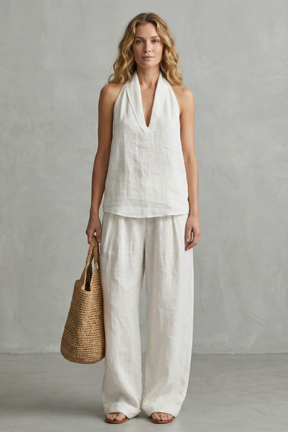 Itzel draped v neck wide leg trouser set – image 2