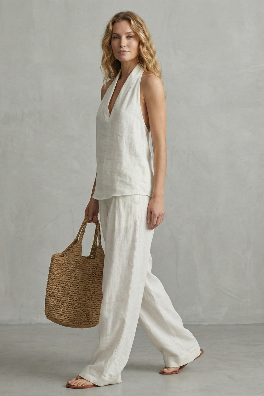 Itzel draped v neck wide leg trouser set – image 3