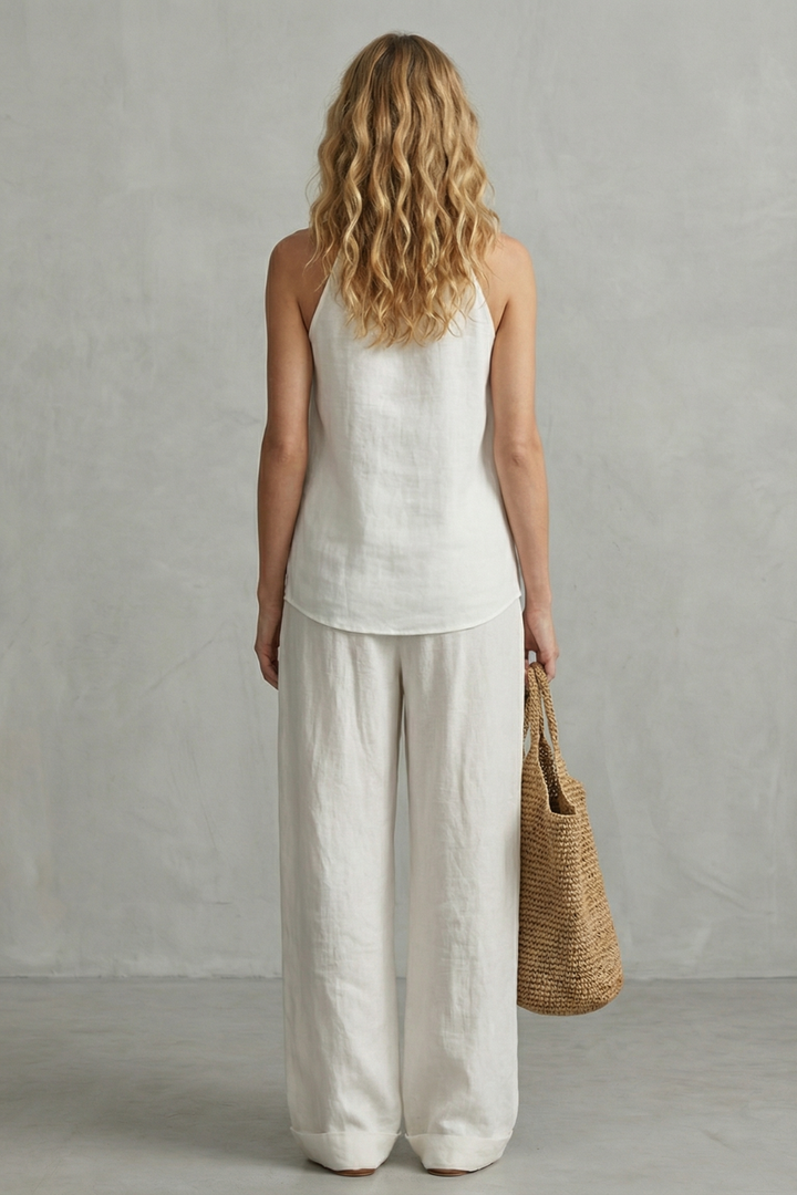 Itzel draped v neck wide leg trouser set – image 4