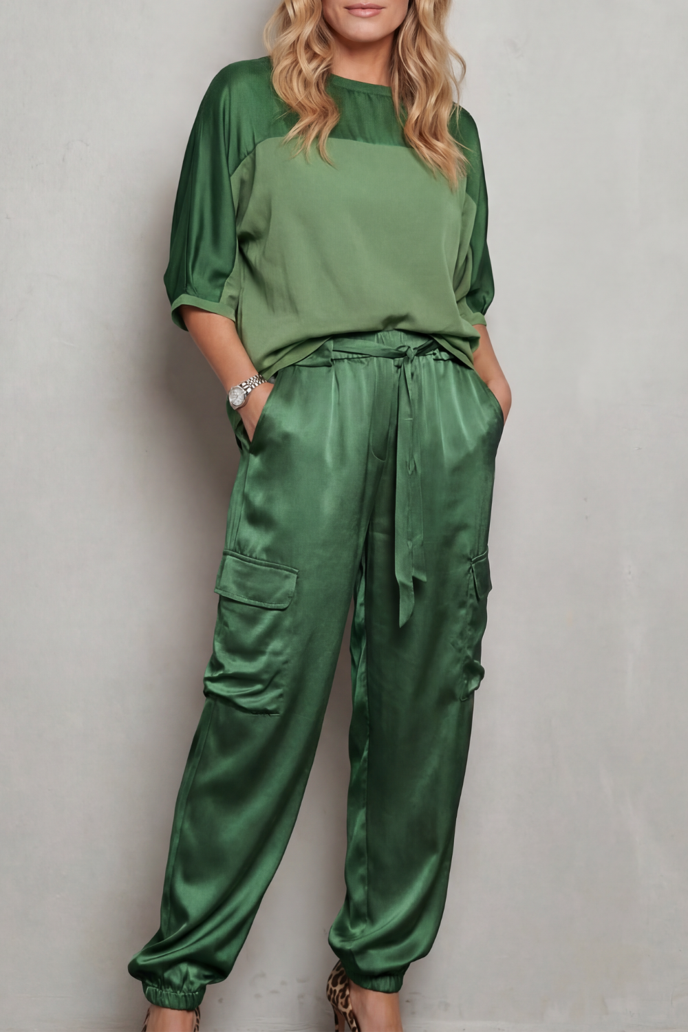 Darcy satin top and cargo trousers set – image 7
