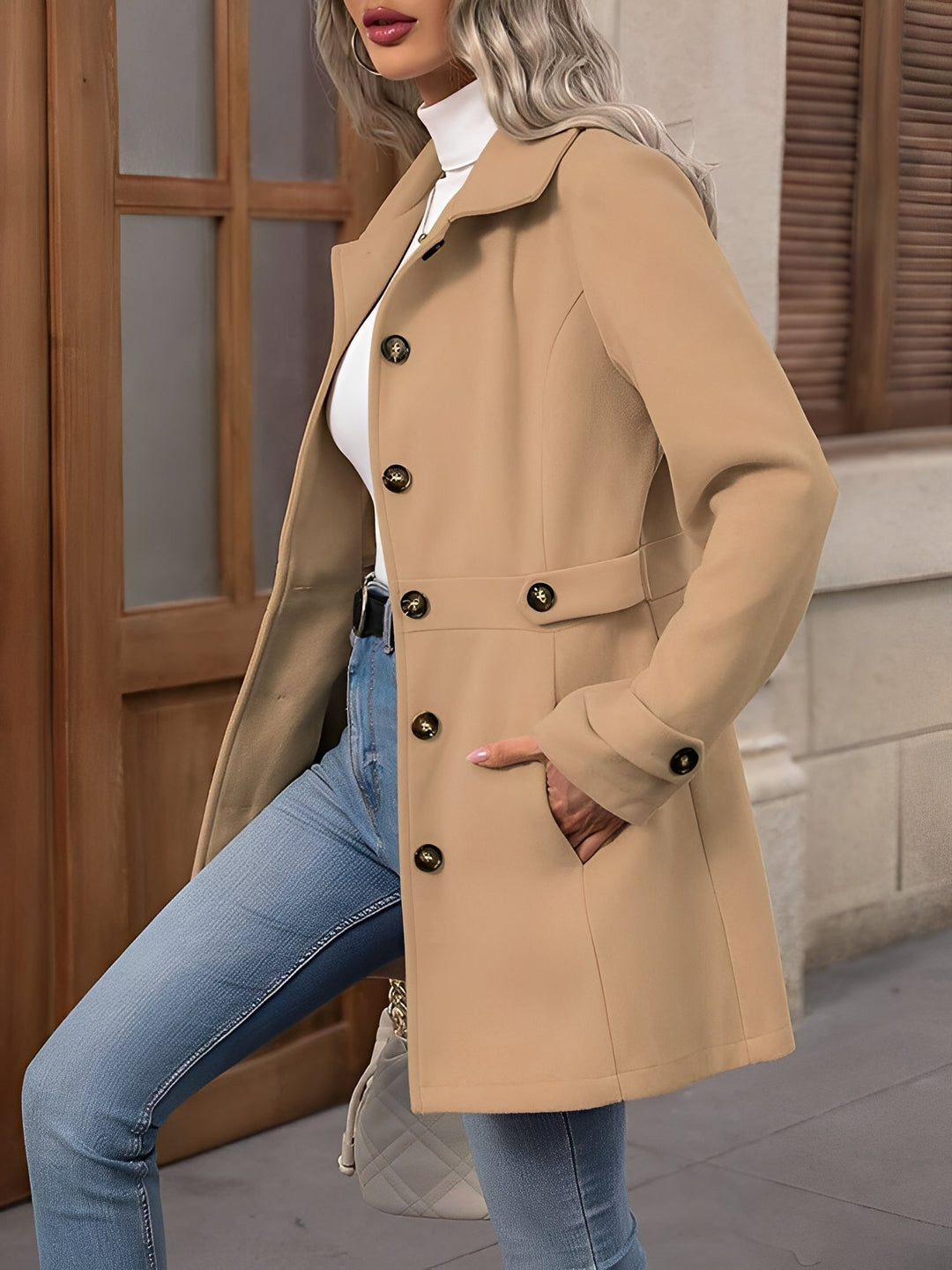 Clemence fitted double breasted trench coat – image 2