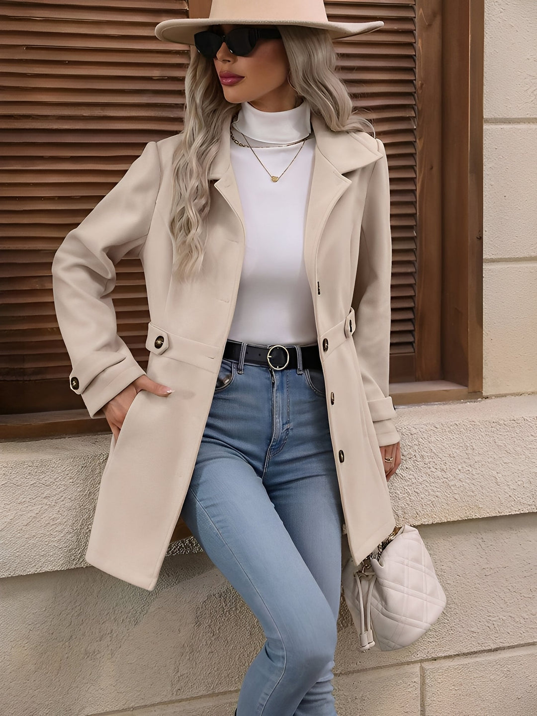 Clemence fitted double breasted trench coat – image 4