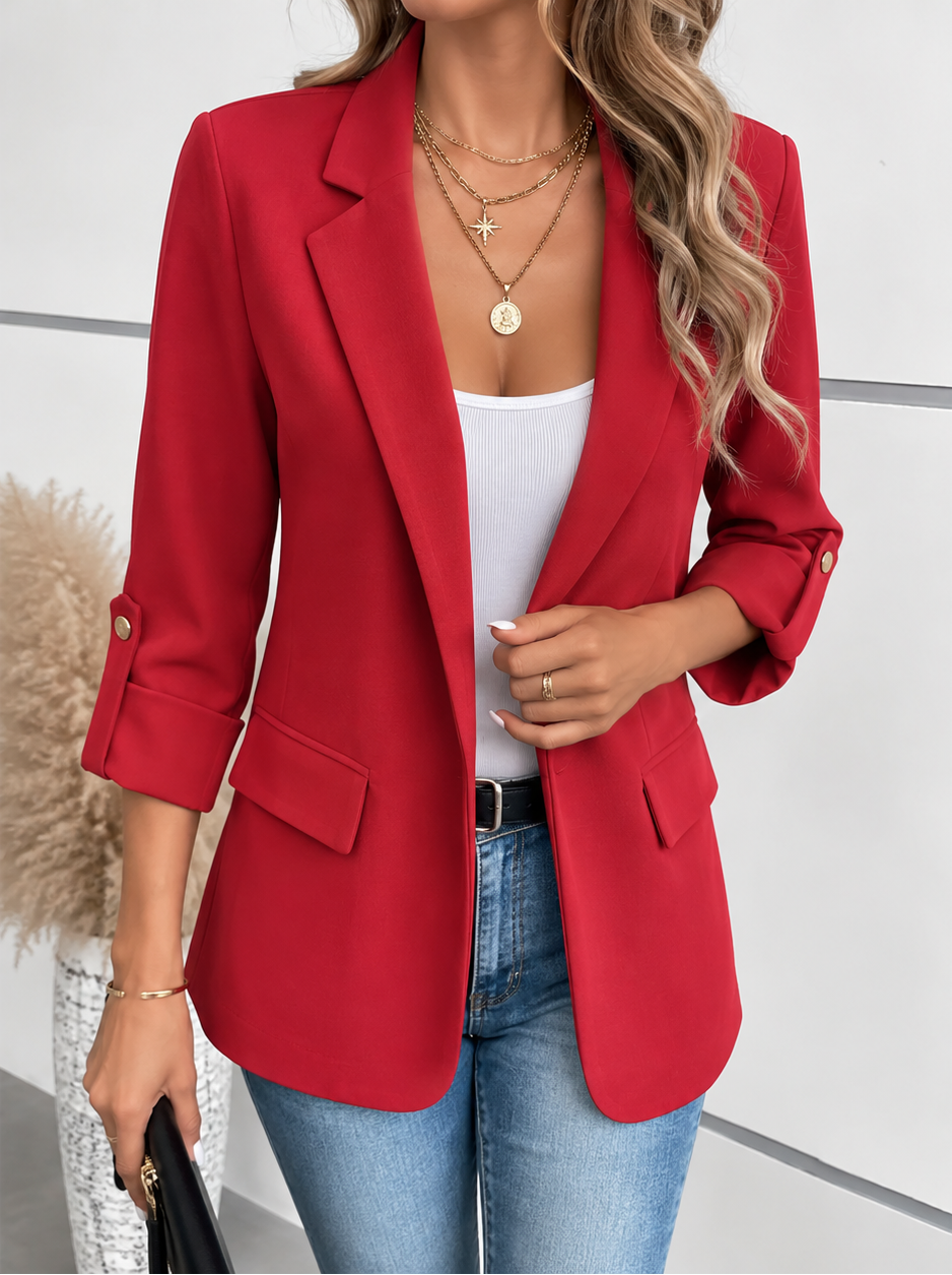 Liesel open front blazer with roll up sleeves
