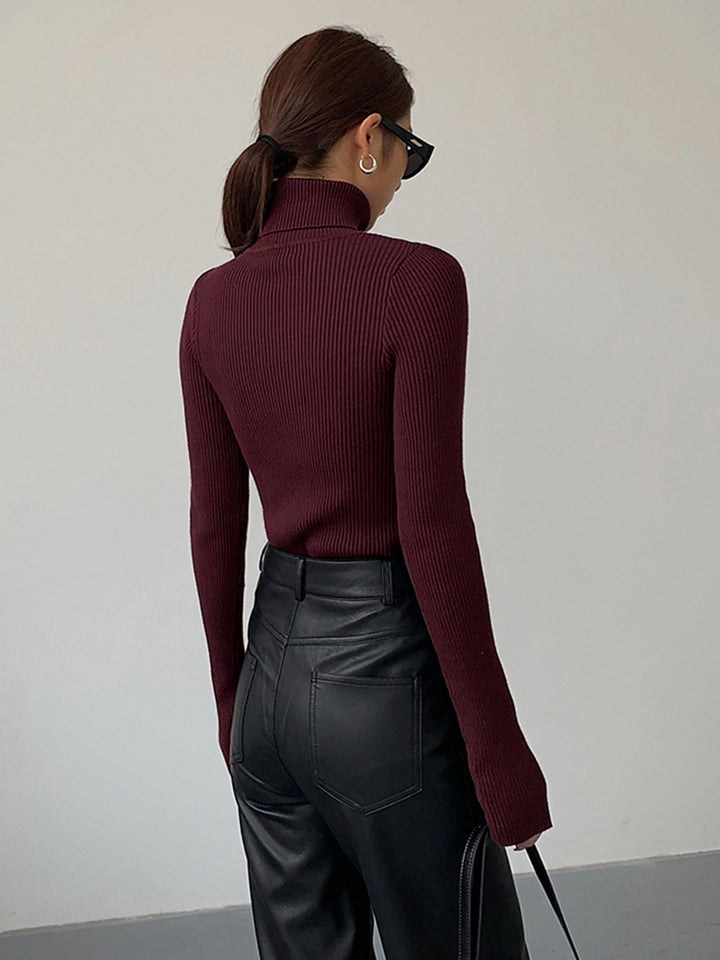 Coralie ribbed roll neck jumper