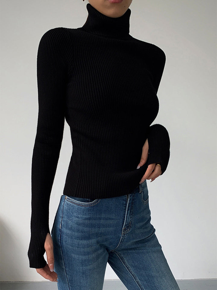Coralie ribbed roll neck jumper