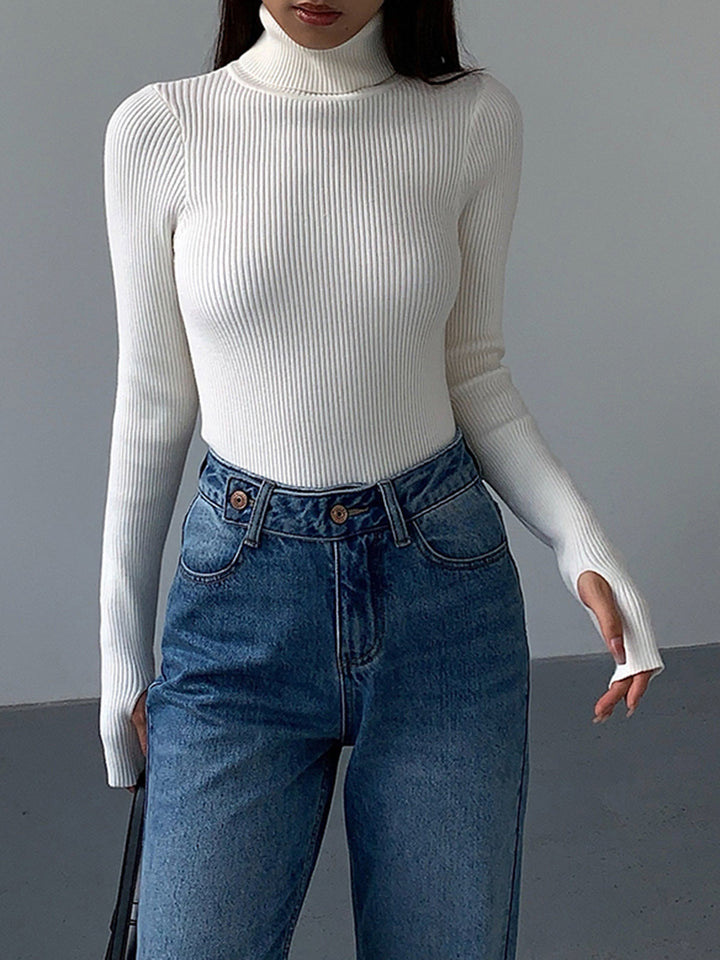 Coralie ribbed roll neck jumper