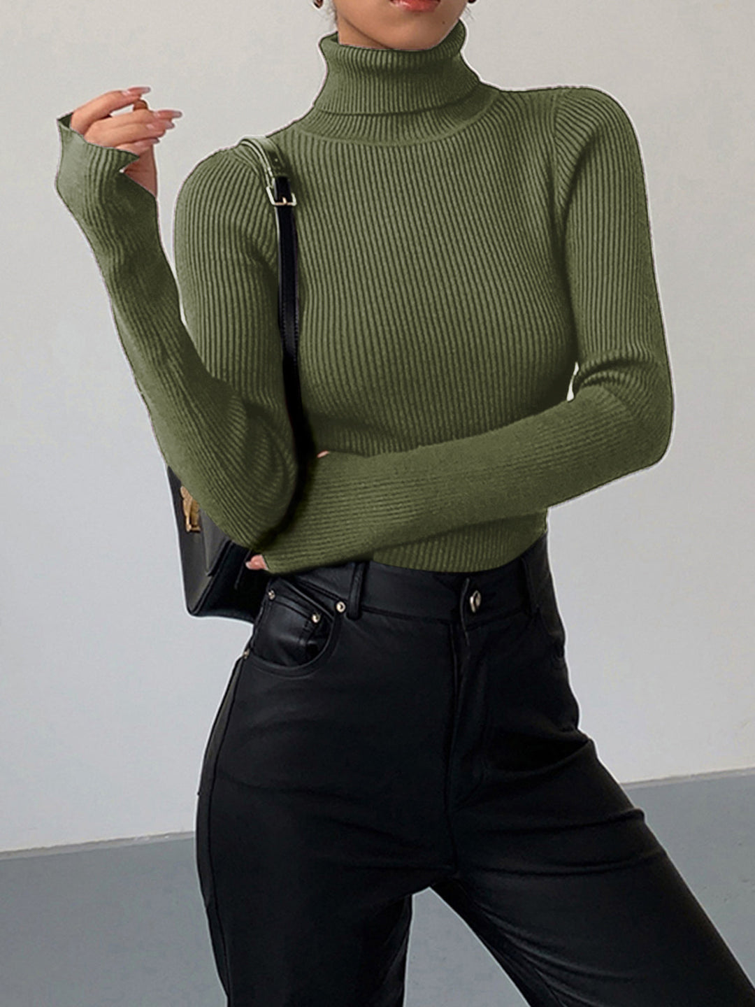 Coralie ribbed roll neck jumper