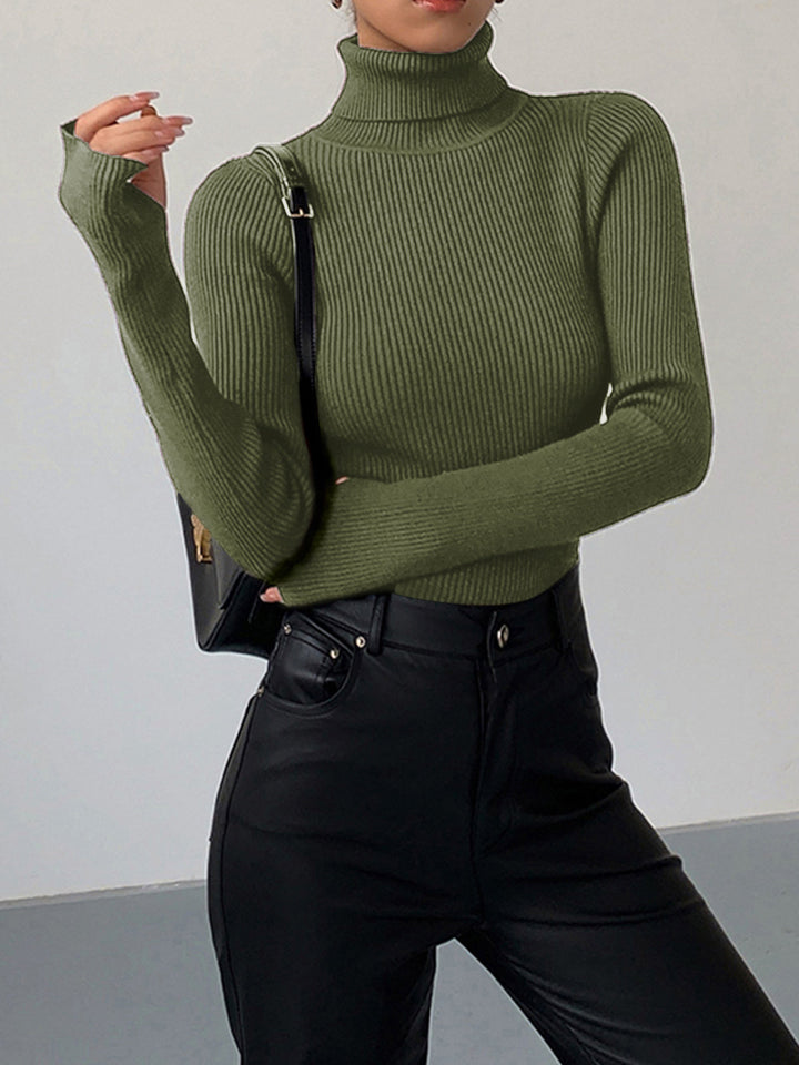 Coralie ribbed roll neck jumper