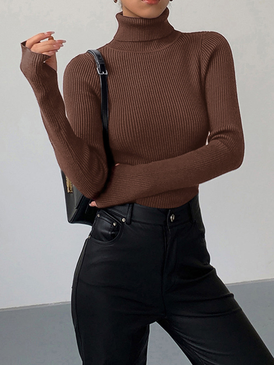 Coralie ribbed roll neck jumper