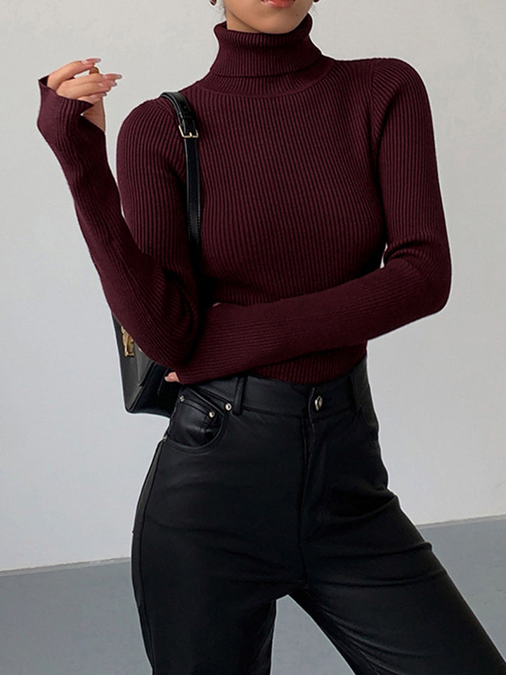 Coralie ribbed roll neck jumper
