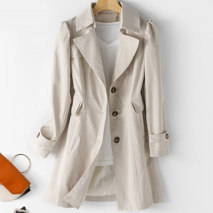 Georgina fitted trench coat with puff shoulders – image 3
