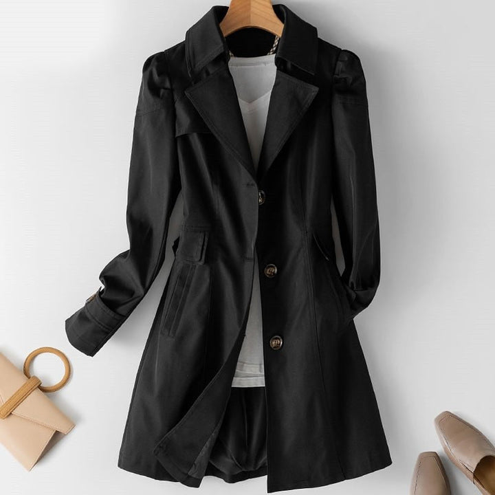 Georgina fitted trench coat with puff shoulders – image 4