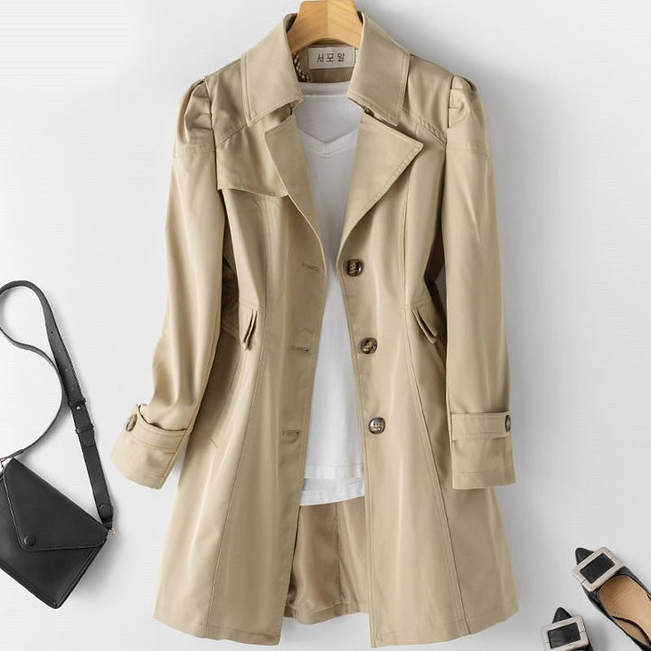 Georgina fitted trench coat with puff shoulders