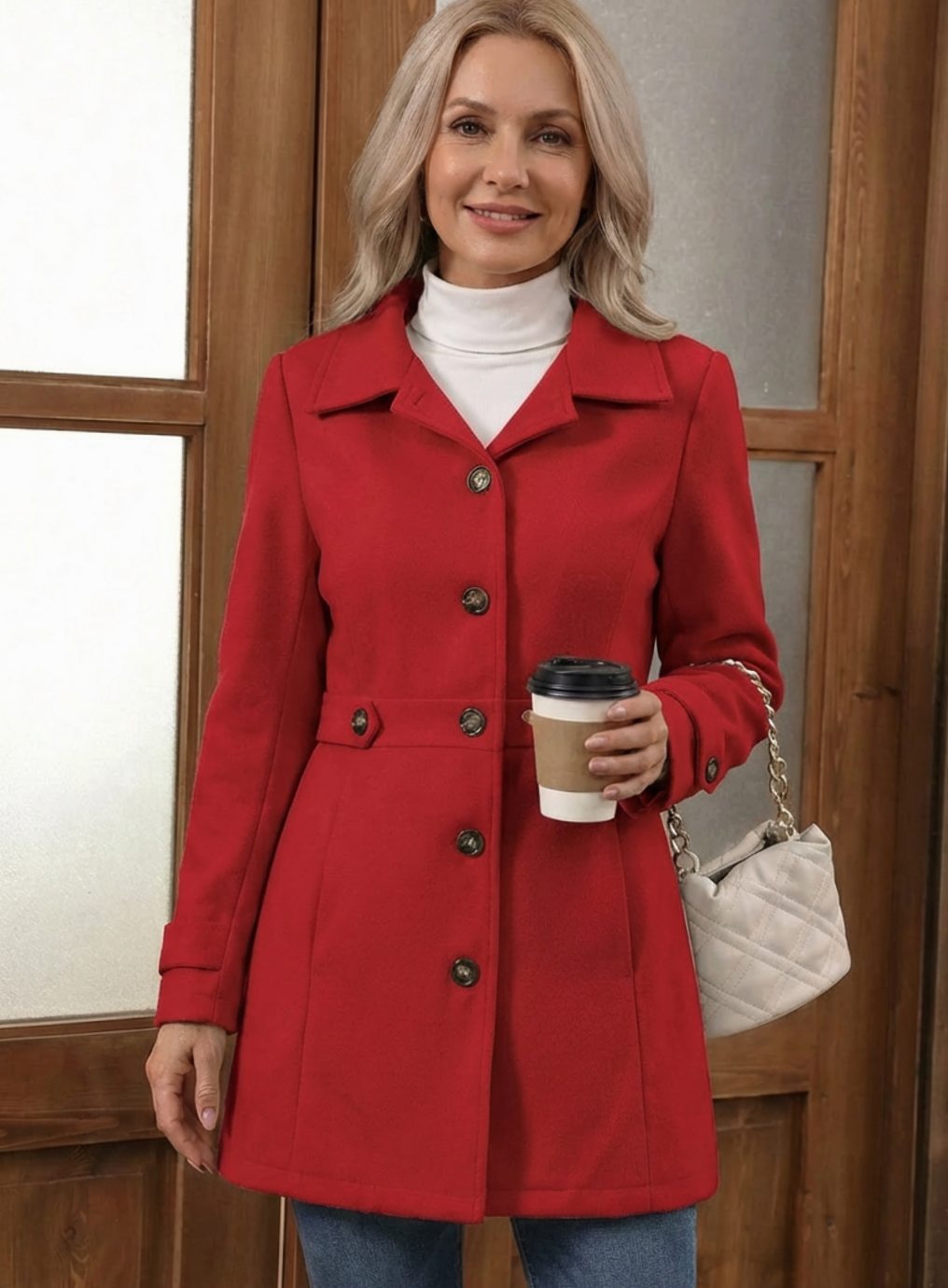 Felicity Elegant Fitted Wool Coat with Belted Waist - image 3