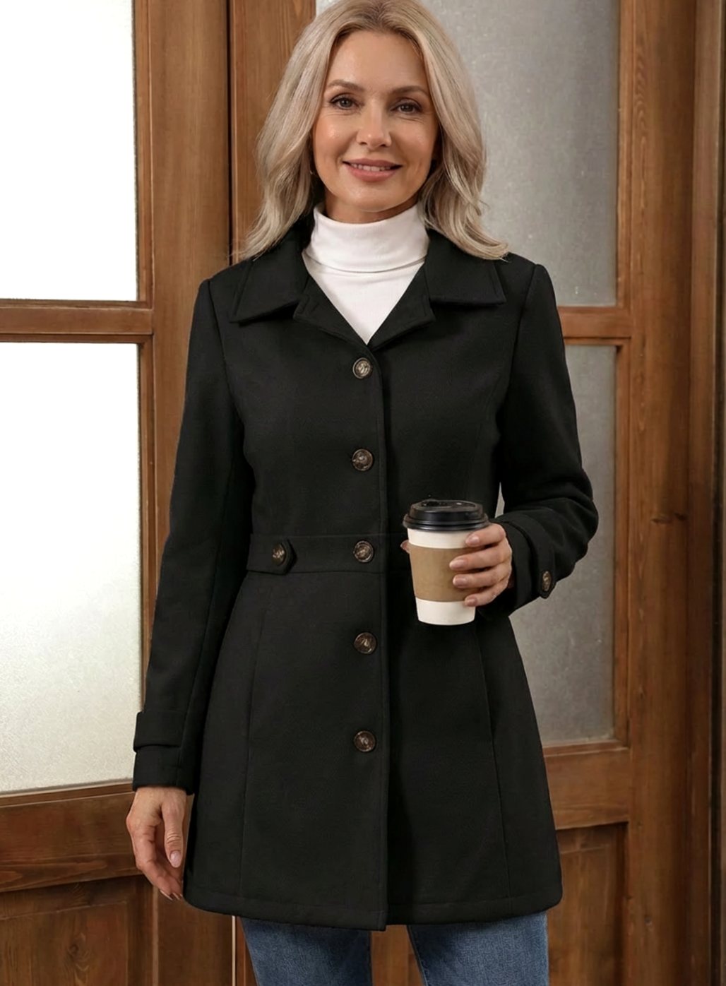 Felicity Elegant Fitted Wool Coat with Belted Waist - image 5