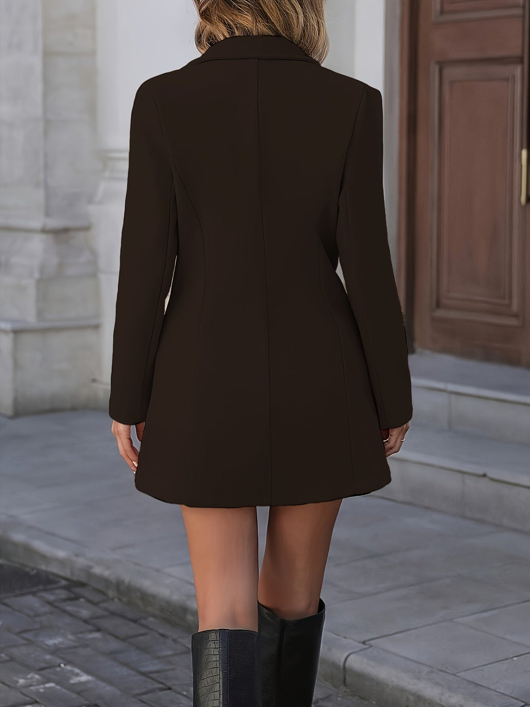 Briony Elegant Fitted Wool Coat with Flared Hem - image 8