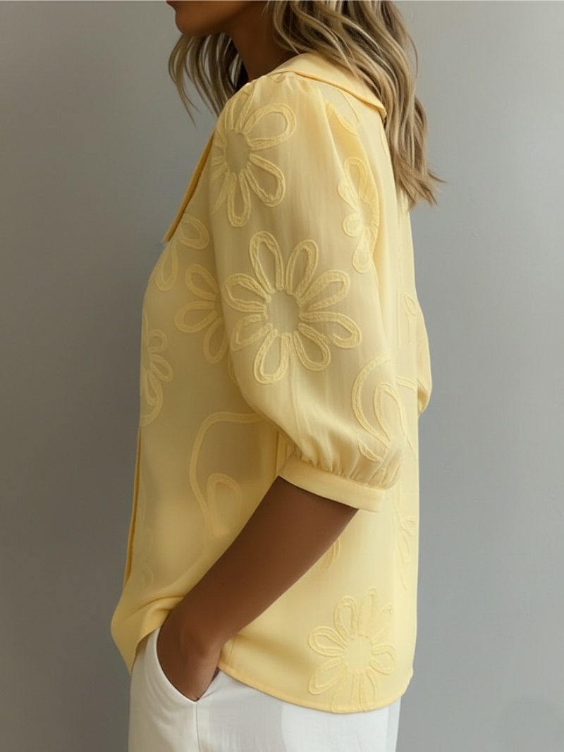 Tallulah Elegant Embroidered Blouse with Peter Pan Collar - image 2