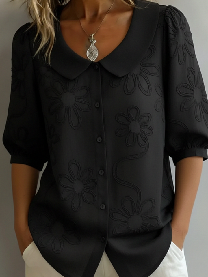 Tallulah Elegant Embroidered Blouse with Peter Pan Collar - image 5