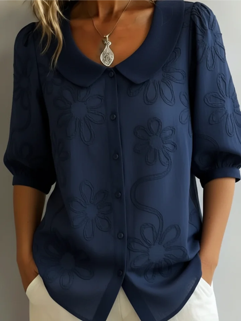 Tallulah Elegant Embroidered Blouse with Peter Pan Collar - image 6