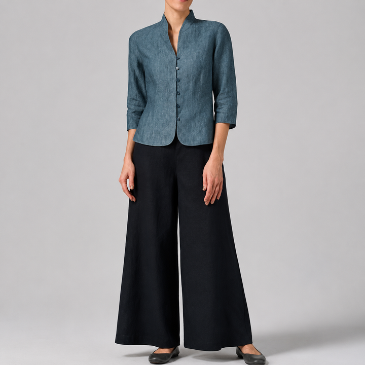 Brynna high neck blouse in blue