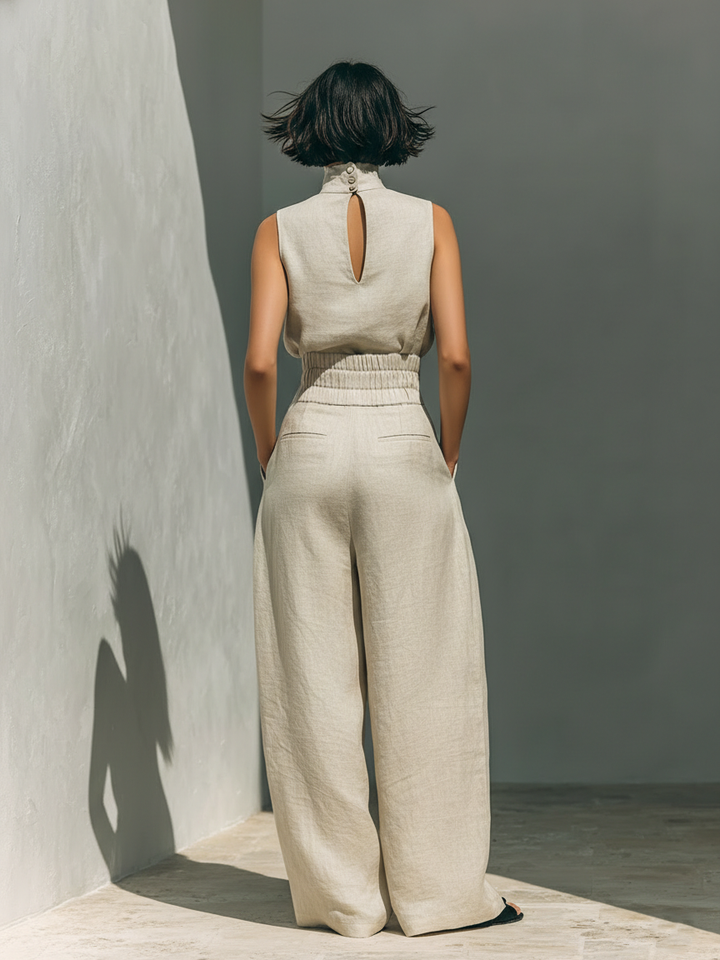 Roxana relaxed sleeveless wide leg two piece set – image 5