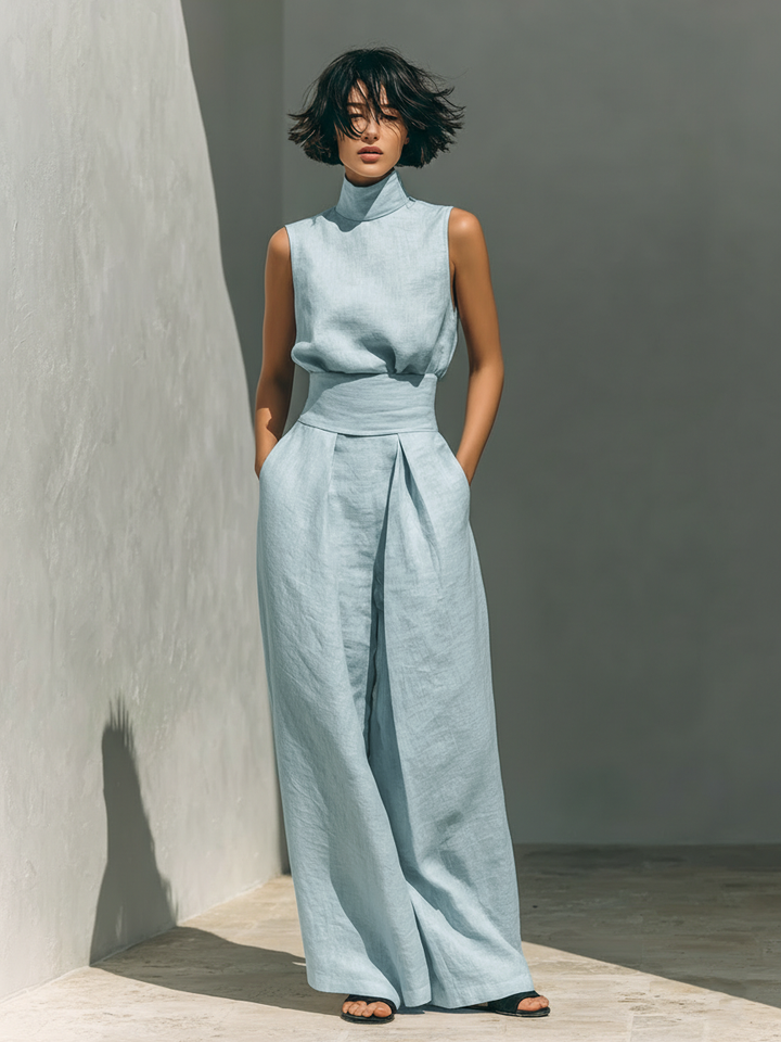 Roxana relaxed sleeveless wide leg two piece set