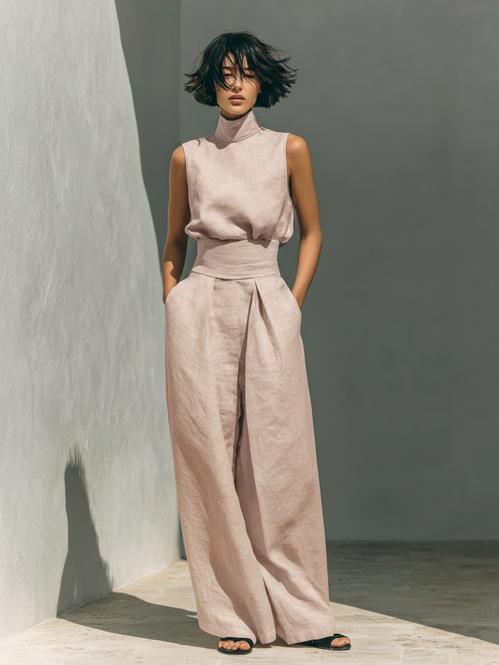 Roxana relaxed sleeveless wide leg two piece set – image 4
