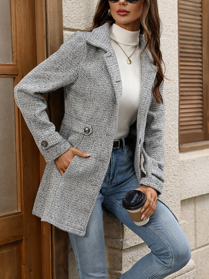 Josephine herringbone wool coat with cinched waist – image 4