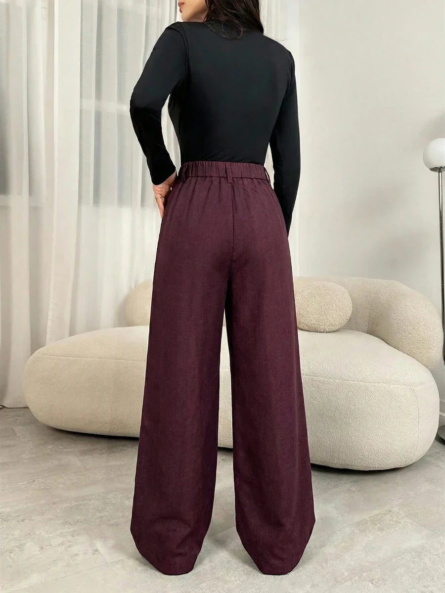 Magdalena high waist pleated wide leg trousers