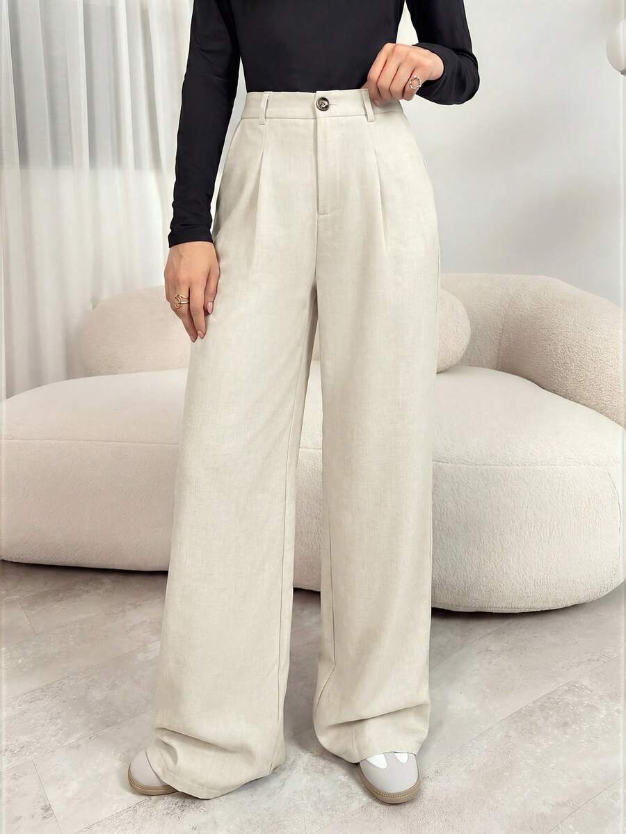 Magdalena high waist pleated wide leg trousers