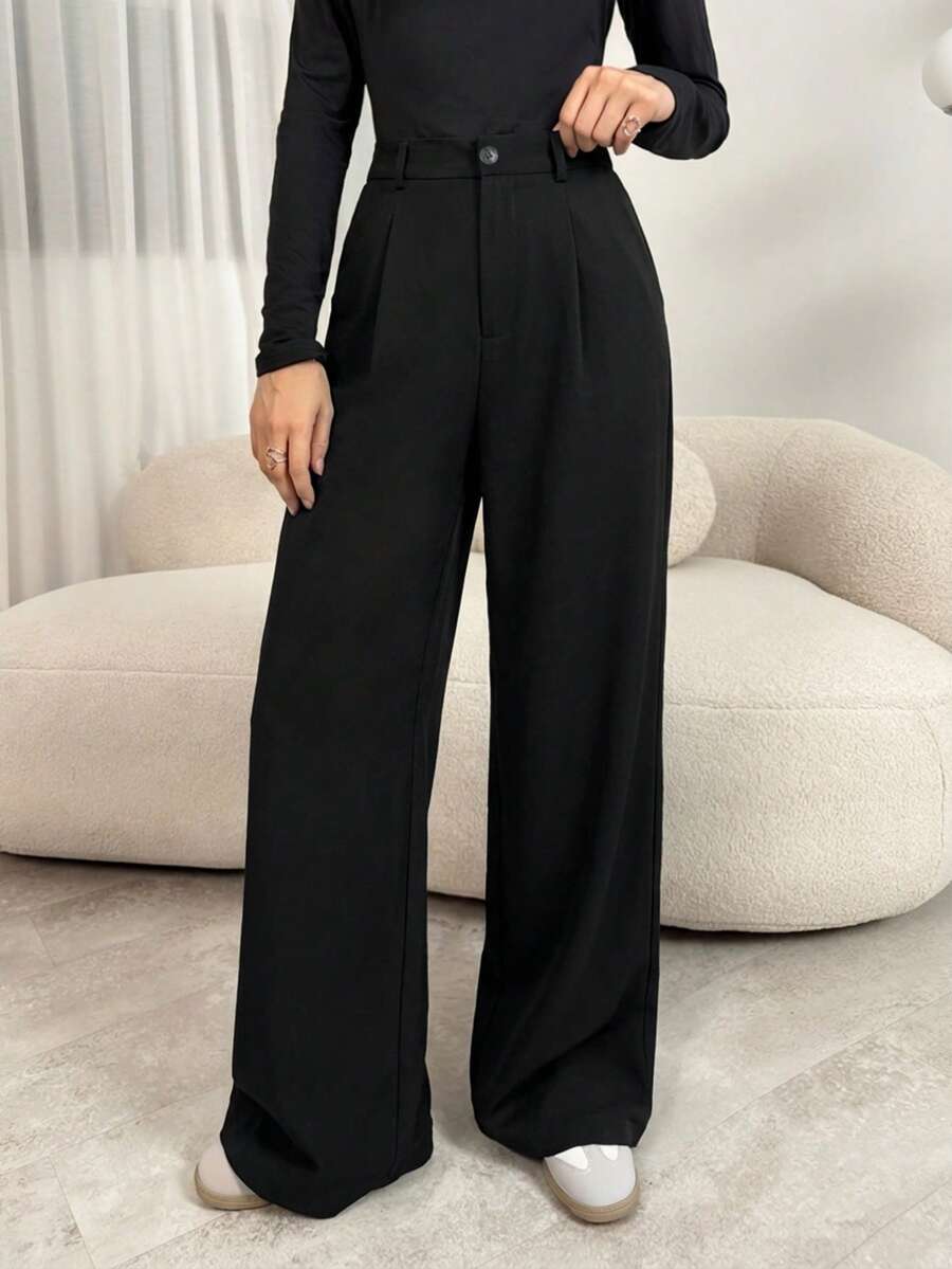 Magdalena high waist pleated wide leg trousers