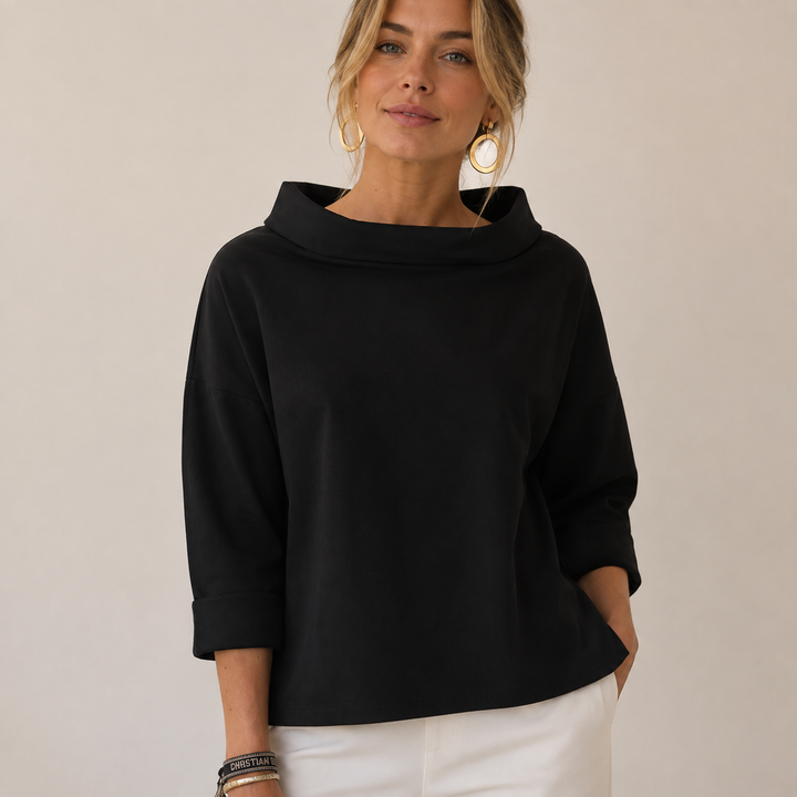 Sigrid high neck blouse in blue