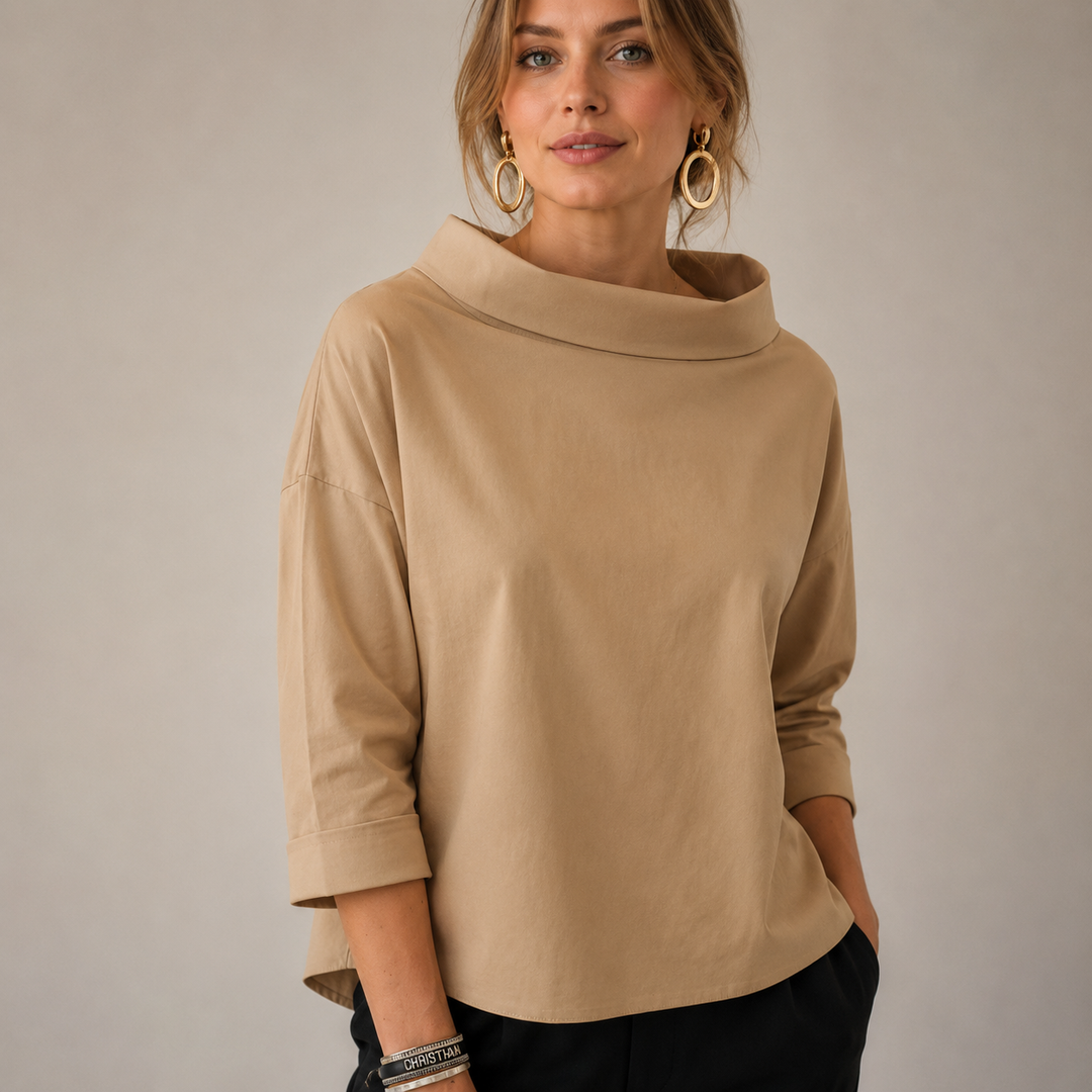 Sigrid high neck blouse in grey