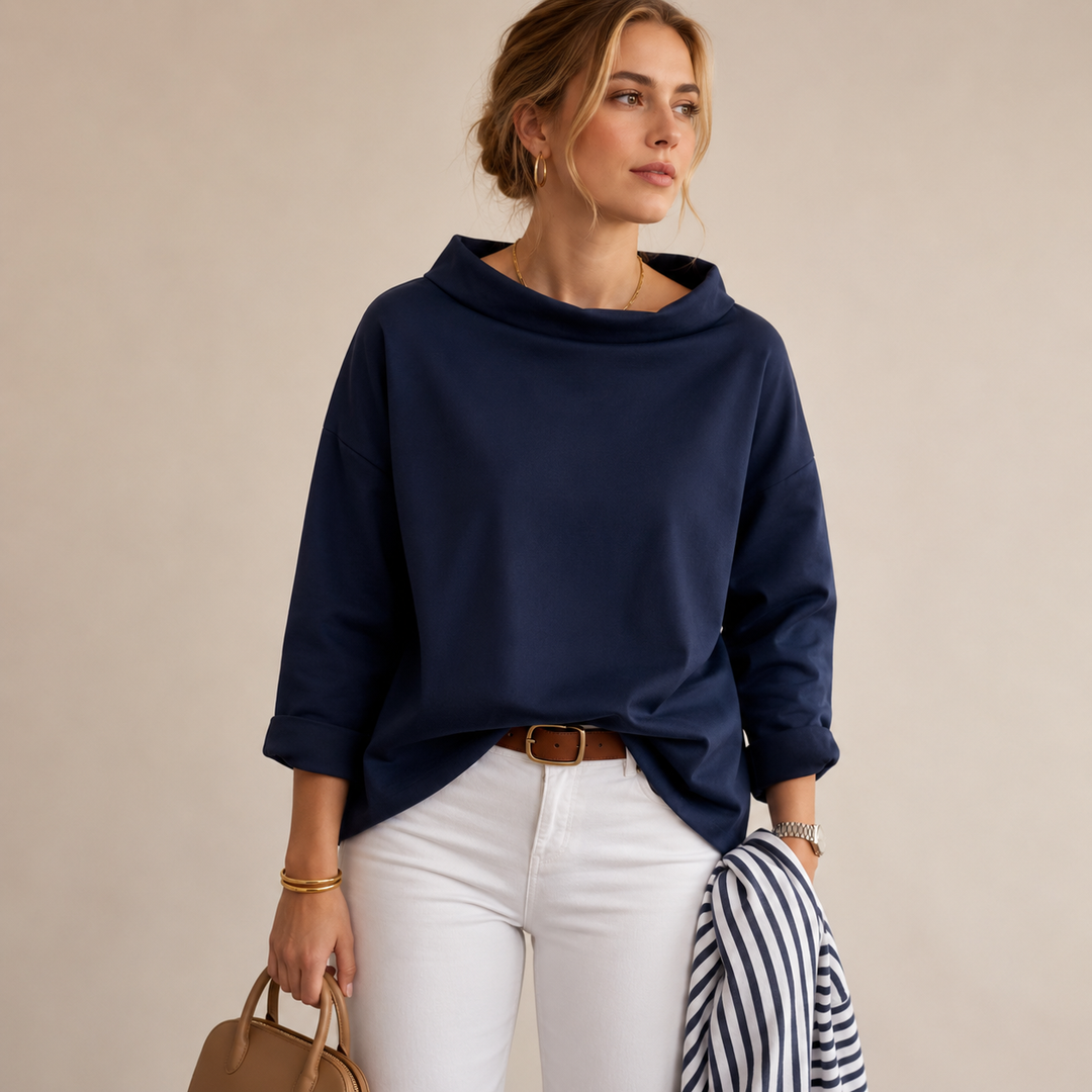 Sigrid high neck blouse in burgundy