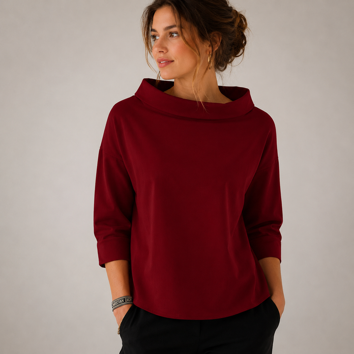 Sigrid high neck blouse in khaki