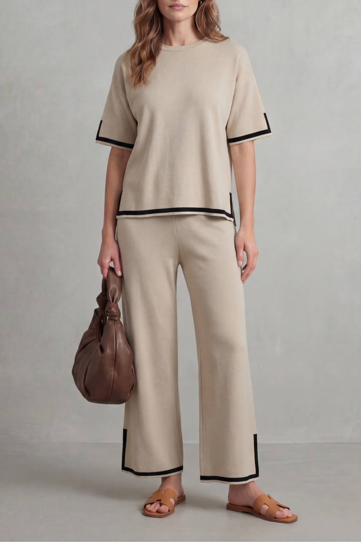 Lana contrast trim knit set with wide leg trousers – image 9