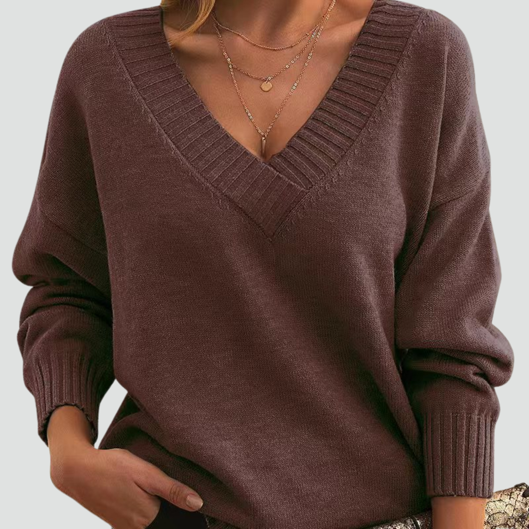 Ada classic V neck jumper with ribbed cuffs