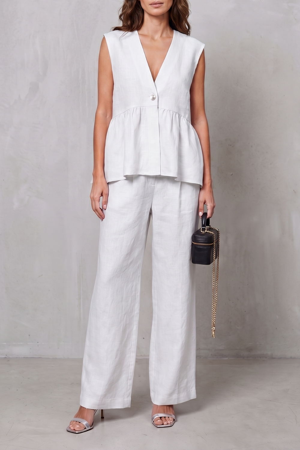 Nina v neck peplum top and wide leg trouser set – image 11